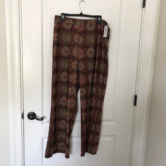 Cider Womens Floral Boho Patterned Pants Wide Leg Pull-On‎ Size 2XL Brown NWT - Picture 1 of 10
